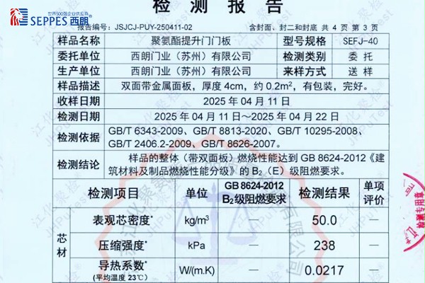 提升门门板检测报告