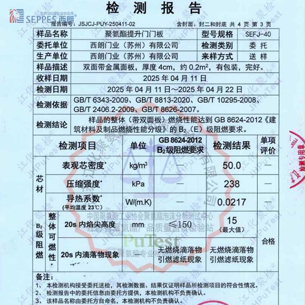 提升门门板认证